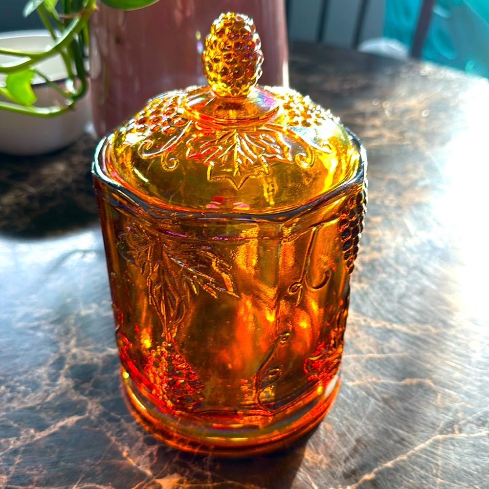 Vintage Carnival Glass Canister